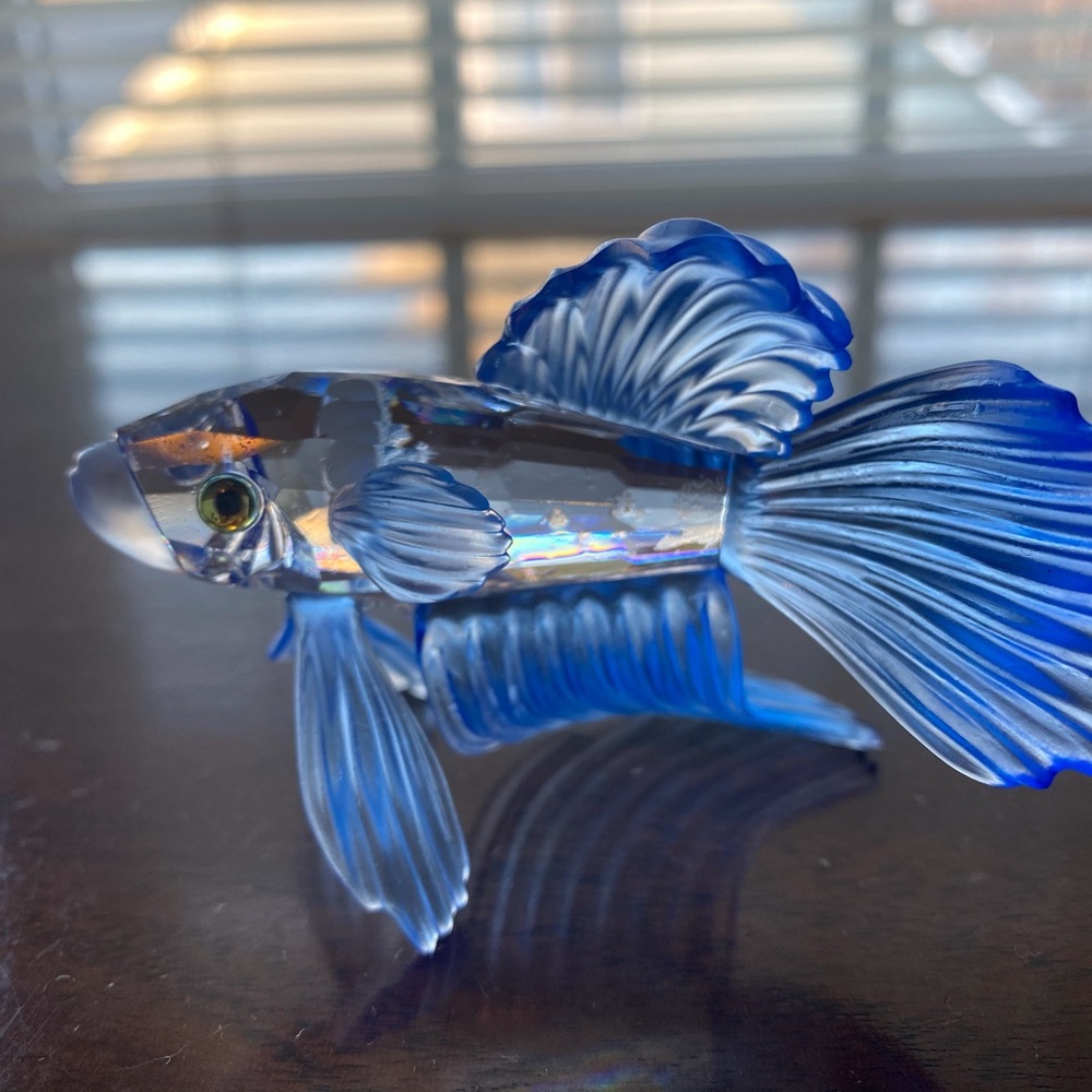 Swarovski Blue and Clear Crystal Fish Sculpture